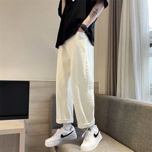 夏季新款休闲裤男潮牌宽松直筒ins港风高街坠感bf九分裤K2710-P35图片