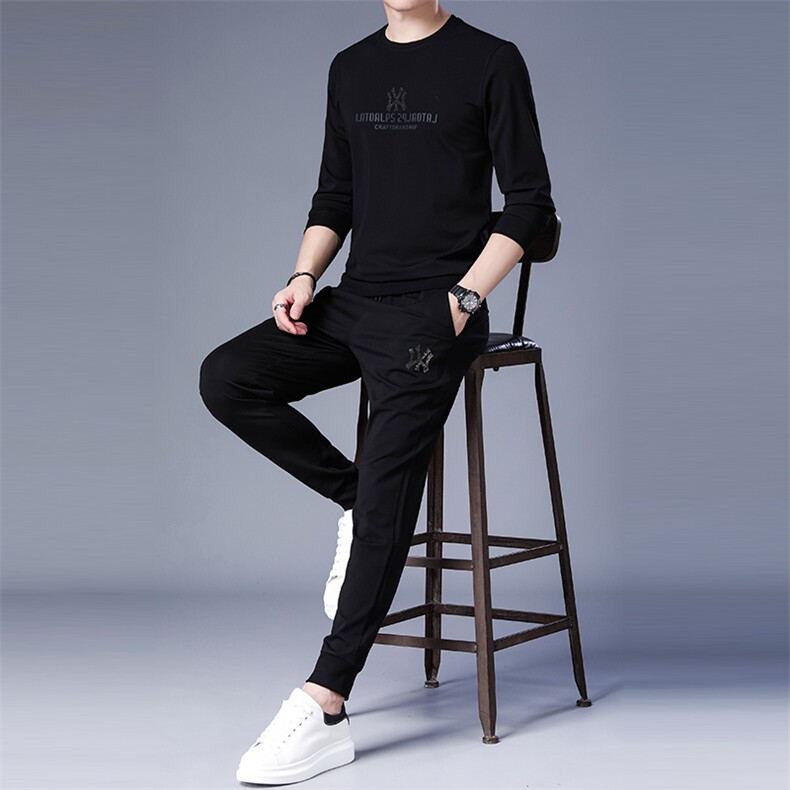 SA8297-2钱塘2020-2时尚休闲冬季厚款中青年男士帅气卫衣套装P137,男装休闲套装,钱塘207-2
