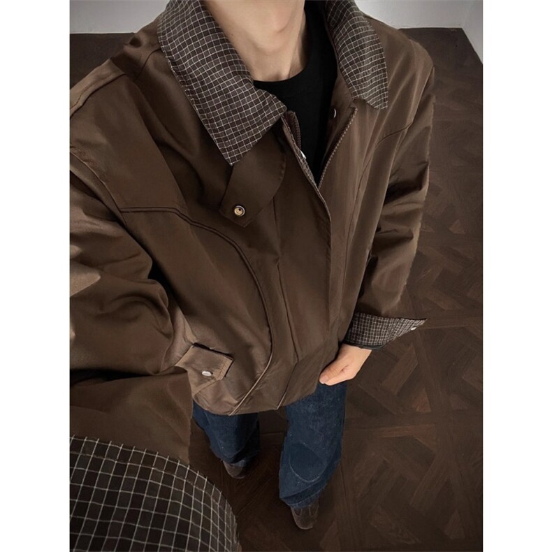 美式cleanfit翻领夹克男款春秋季新款覆古痞帅宽松解构工装外套潮，男装夹克，星座1210-1