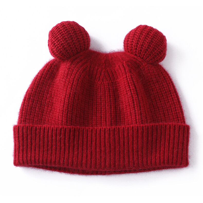 秋冬新款百搭时尚可爱减龄保暖D46小熊帽35%针织帽，帽子，大洋妞羊绒二店