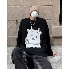 美式圆领毛衣男慵懒风卡通休闲针织衫JY77P45，男装针织衫/毛衣，星座1116-2