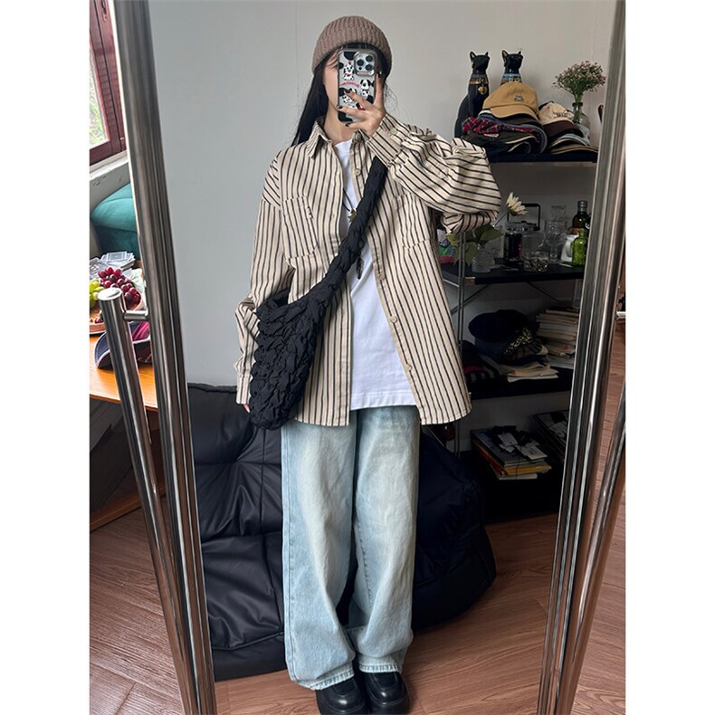 特P52无差价新款秋季潮流百搭条纹长袖衬衫-HS2305非网图,男装衬衫,电商A003