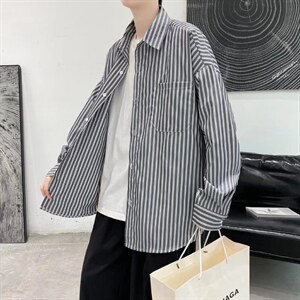 长袖条纹衬衫男港风日系外套K1817P30，男装衬衫，星座1116-2