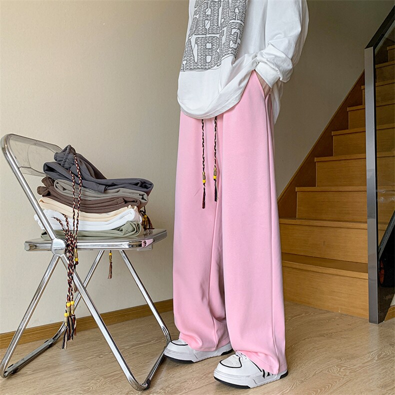 8XL-M特大码港风阔腿裤男垂感拖地裤休闲裤子宽松运动裤K935P40,男装休闲裤,电商D206-1