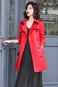 风衣女士中长款2021秋冬季新款修身显瘦气质外套图片