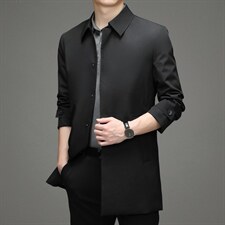 中长款风衣男春秋季2023新款中年爸爸男装商务休闲上衣外套，男装风衣，电商B212（原钱塘6029）