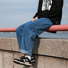 四季款cityboy宽松直筒拖地牛仔裤，男装牛仔裤，电商D325