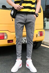 牛仔裤男修身韩版潮流夏季九分2021小脚潮牌休闲裤子802-P35图片
