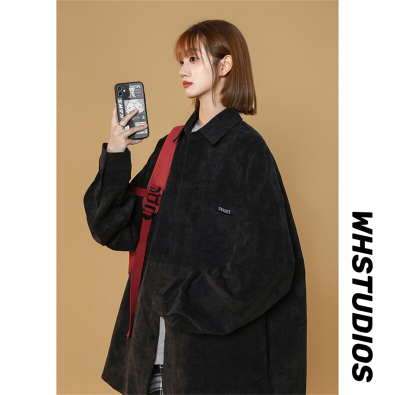 C6085/P40秋装新款中性风水洗灯芯绒衬衫男长袖衬衣大码外套上衣，男装衬衫，电商A141