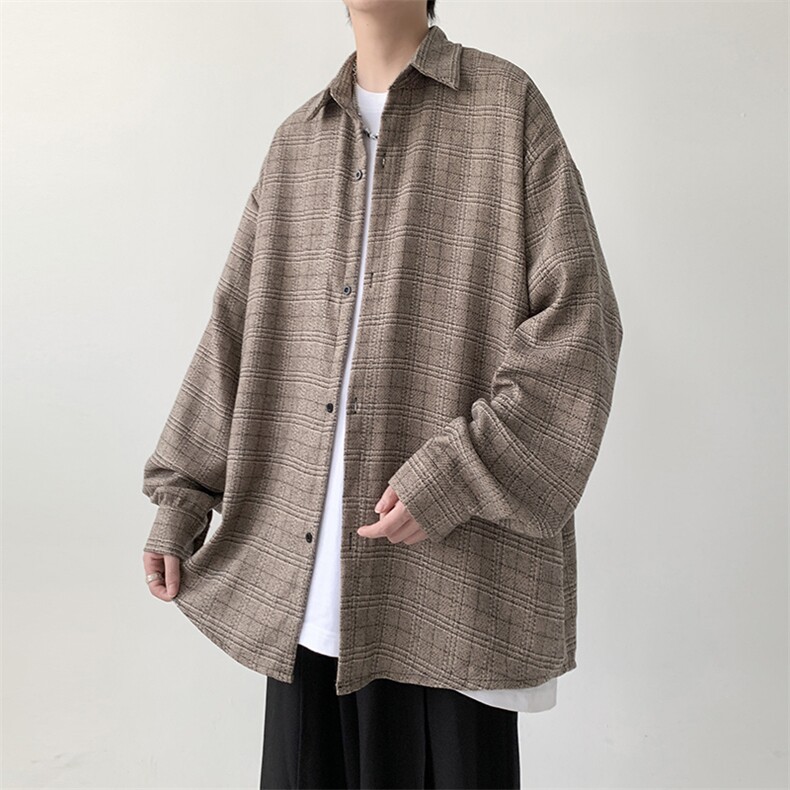 已出货 宽松小香风衬衫男宽松格子衬衣KD623-P30图片