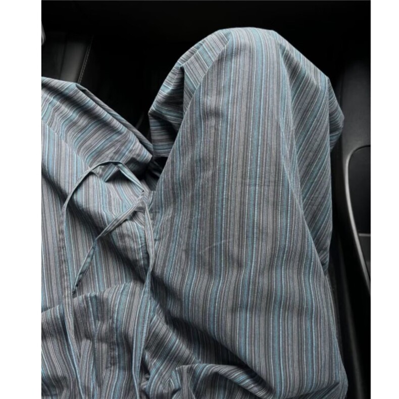 时尚新款潮流流行竖条纹弯刀阔腿裤男复古KA2010-P47,男装休闲裤,星座208-5