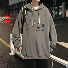 WY2043-P35加绒款-P40纯棉连帽卫衣男大码运动帽衫宽松薄外套男，男装卫衣，电商A040