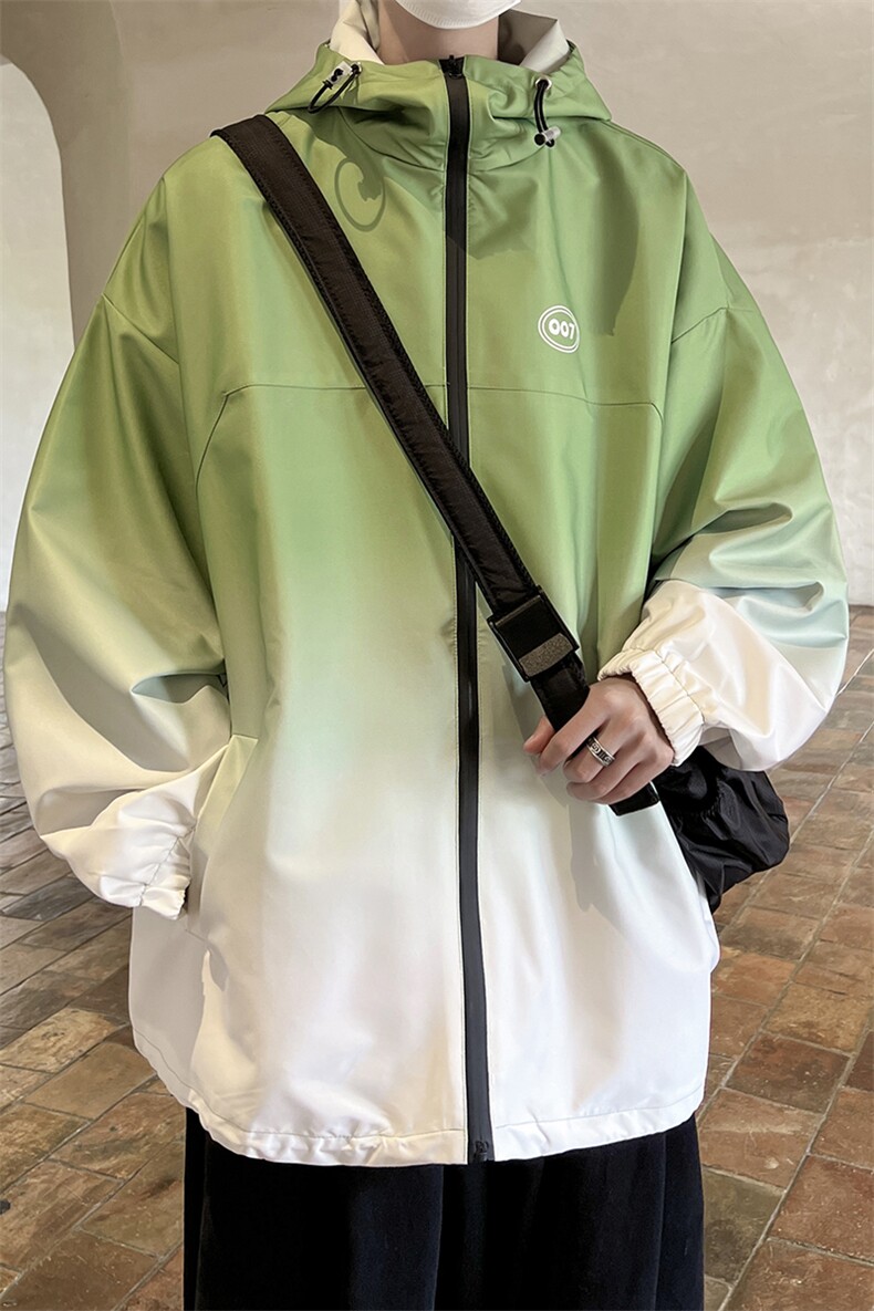 港风山系防水冲锋衣渐变色夹克男：聚酯纤维JK77087P85控128,男装夹克,星座227-7