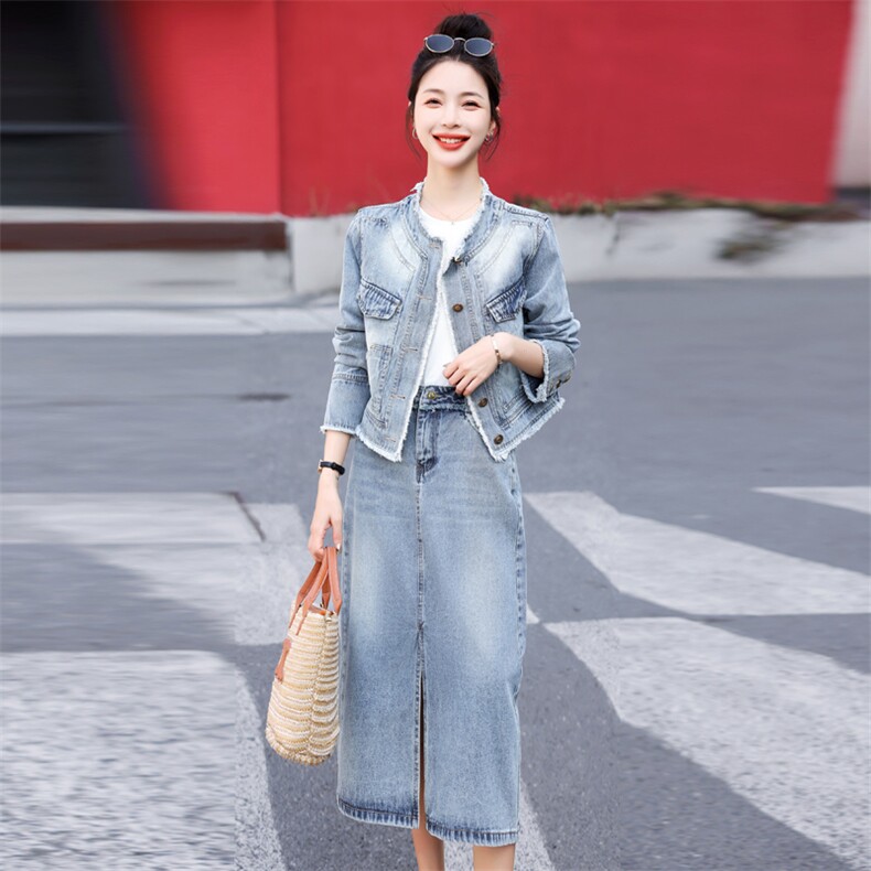 小香风牛仔套装半身裙女春季2025新款高级感气质连衣裙两件套减龄,女装套装/套裙,意芙