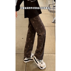 B221美式ins高街暗黑提花修身微喇弹力牛仔裤LK24214-特P45控78，男装牛仔裤，电商B221