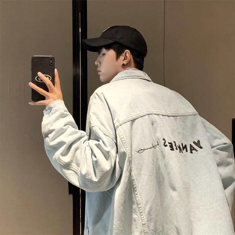 牛仔外套潮牌男春秋ins水洗百搭宽松休闲工装翻领夹克JK845-P60,男装夹克,星座1008