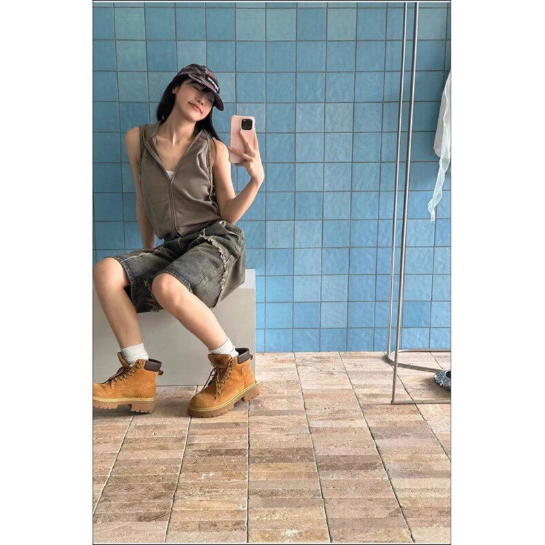 休闲美式复古做旧废土风毛边流苏水洗牛仔短裤男女休闲百搭七分裤,男装牛仔裤,星座506A