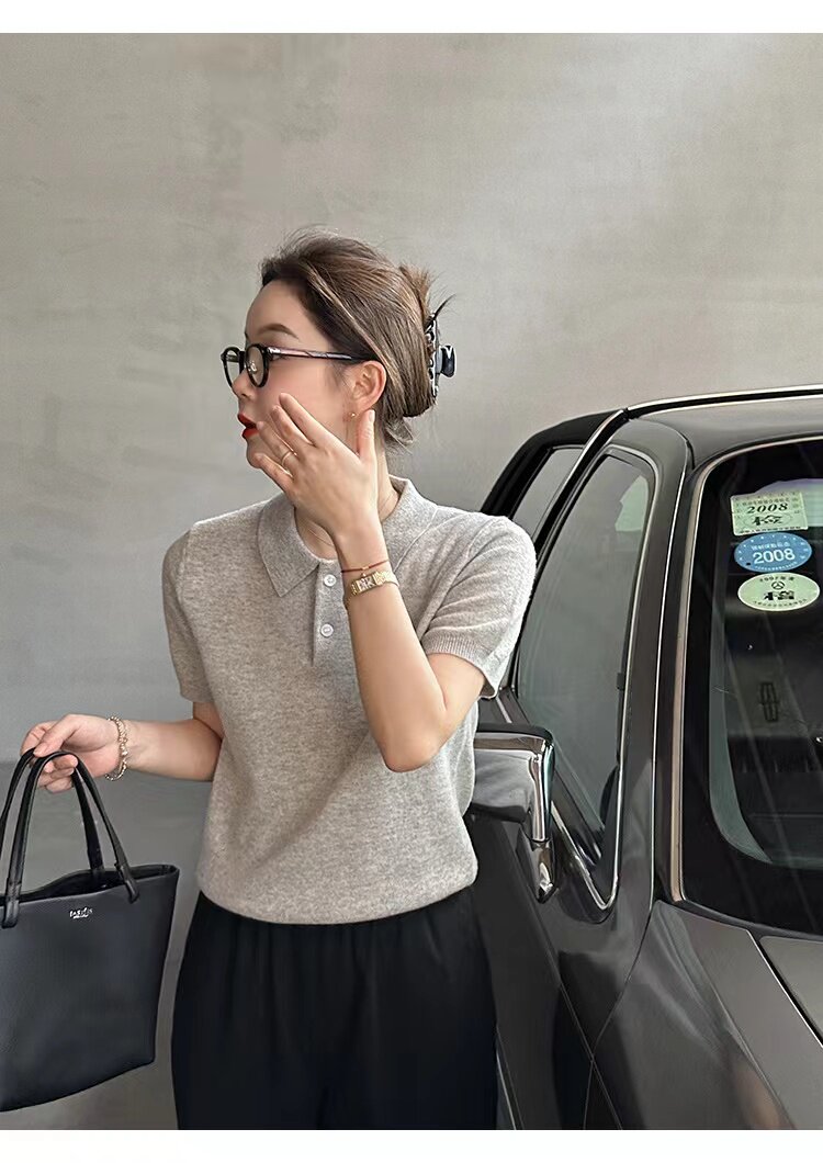 百搭时尚复古圆领上衣,女装T恤,半城羊绒