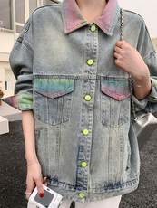 美式复古牛仔外套女2025春季新款盐系宽松小个子休闲渐变夹克上衣，女装短外套，浙宝305