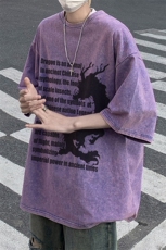 XZ203-SX268-P3824夏季新品水洗做旧圆领短袖T恤，男装T恤，星座203