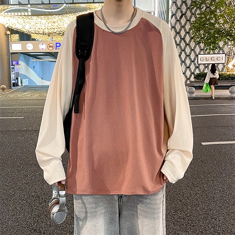 美式圆领卫衣男春秋季潮流宽松撞色插肩长袖外套WY0321-P35,女装短外套,星座308B-2