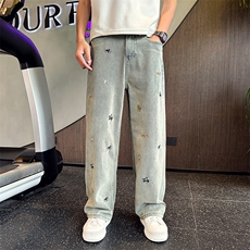 1014-1-WF09-P46-卡通小狗刺绣牛仔裤男，男装牛仔裤，星座1014-1
