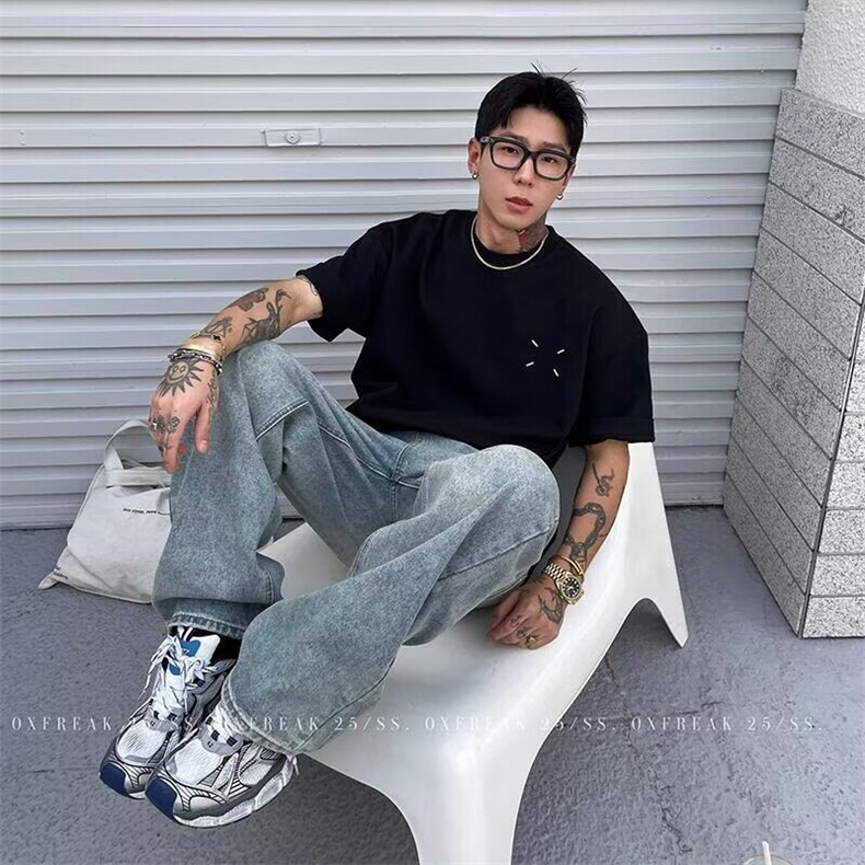 Q121/P36大码ins短袖t恤男女夏季港风印花宽松百搭半袖体恤,男装T恤,星座1506
