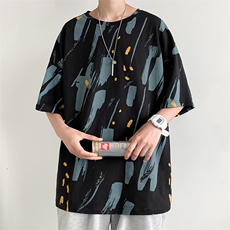 扎染短袖T恤男夏季潮牌ins宽松百搭上衣服半袖五分体恤T310-p20，男装T恤，星座1008-2