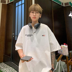 可48小时发货支持抖音得物来样二开 美式满天星亮片短袖T恤MTX683图片