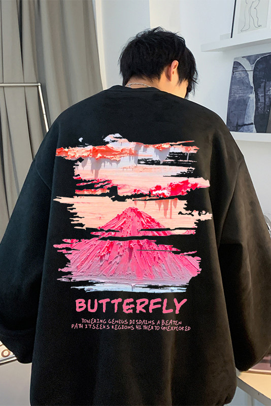 麂皮绒港风秋季新款男生潮流上衣宽松休闲卫衣JK23350特批36控59,男装卫衣,星座605(原A050)