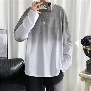 扎染长袖ins学生内搭简约百搭T恤上衣服已下架W523-P28,zara试衣服穿搭图片