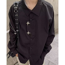 春夏季垂感设计感拉链复古暗黑系男女同款长袖衬衫衬衣C689，男装衬衫，星座1116A（原606A-3）