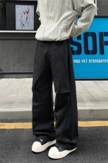 冰丝速干裤男士春秋季2025美式高街解构拼接工装裤宽松直筒休闲裤，男装休闲裤，电商A001-1