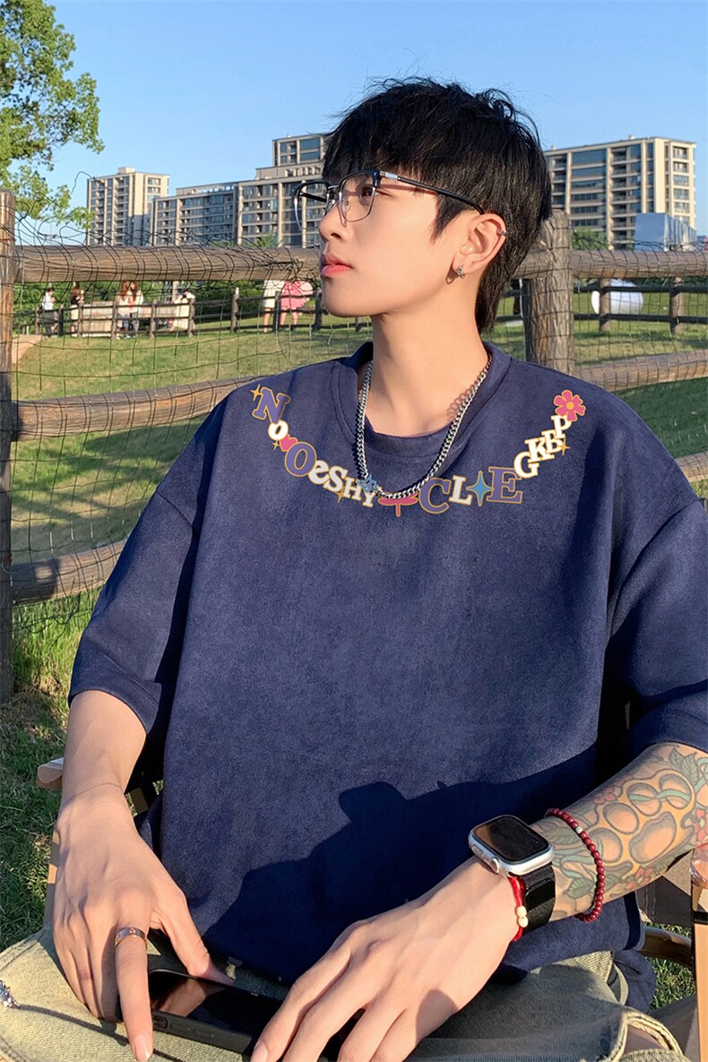 量大优供视频重磅麂皮绒短袖t恤男JT544-特p19,男装T恤,电商B371