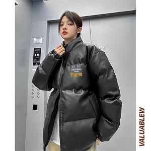 均可提供短视频 高品质港风英文标PU皮加厚棉衣PM137-p110控148图片