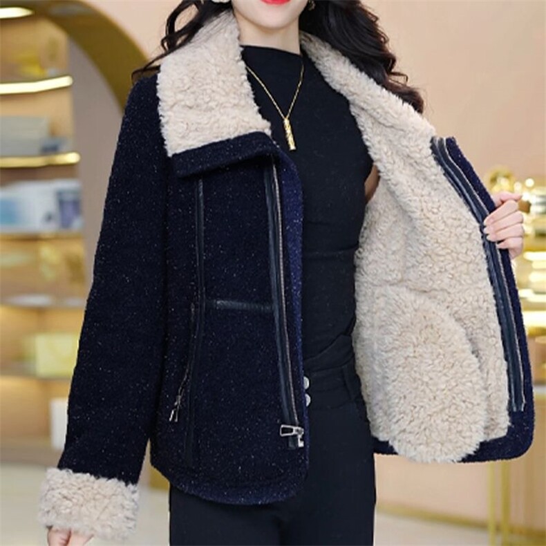 【大货已出】加绒加厚保暖修身显瘦上衣女时尚小香风短款外套女,女装皮草,韩蔻秀