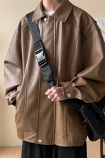 抖音直播！pu皮衣机车服宽松夹克男CP40-特p65控价：118，男装夹克，电商B371