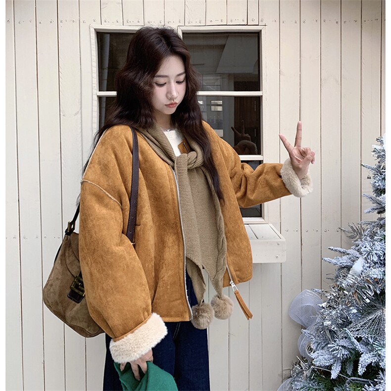 【新款】皮毛一体配针织围巾帽2C115-2362-P205-K308,女装棉衣/棉服,2C115