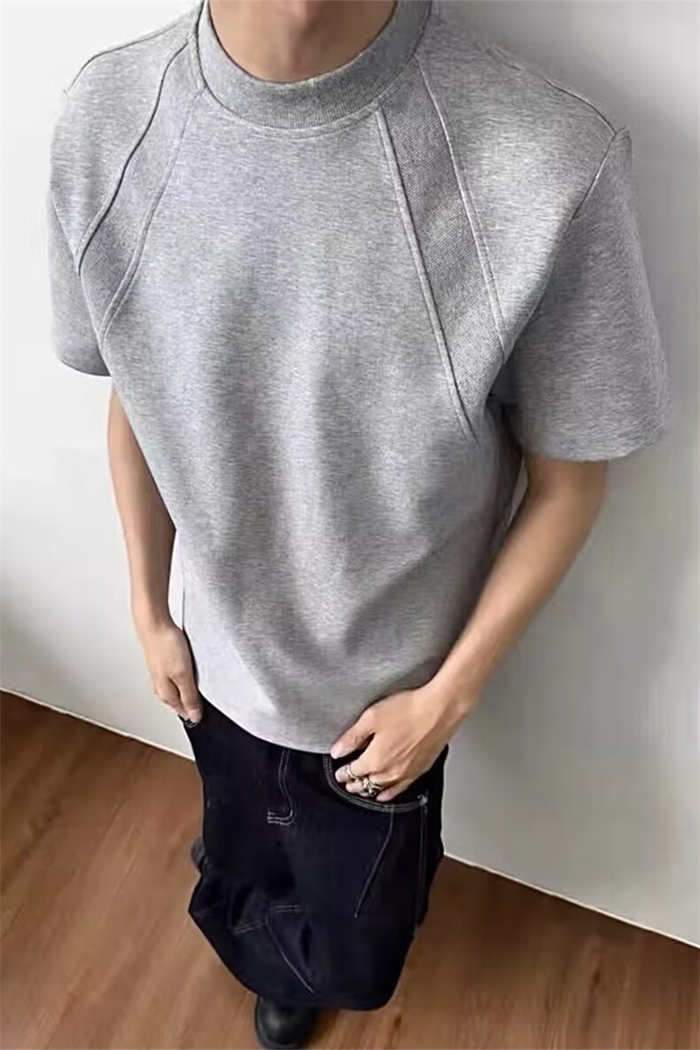 [网图]2026夏季拼接短袖T恤美式圆领男女X64112-TP14不,男装T恤,电商A102