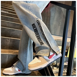 k1074-p55-控78 M-5XL 现货宽松拉链cleanfit牛仔裤马丁靴黑暗图片