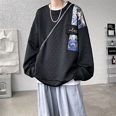 现货WY10067-P45加绒P55新增加绒款款式百搭圆领小熊拼接卫衣，男装卫衣，电商A059