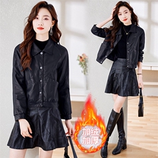 BAO加绒加厚皮衣女装2025秋冬新款高级感时尚洋气小个子皮衣外套，女装皮衣，美拉德工厂直营店