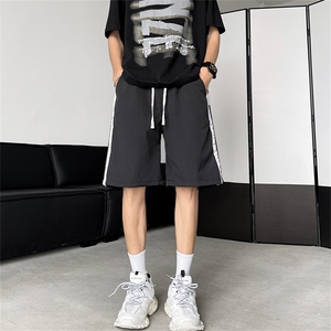 休闲短裤男士韩版潮流条纹拼色2024夏季新款ins五分裤K5500-P28图片
