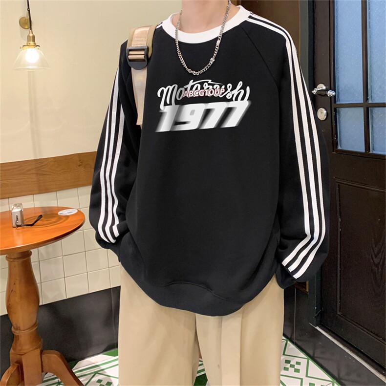 美式三杠条纹复圆领卫衣秋冬男女宽松长袖SW2449-P45控6850棉,男装卫衣,电商B370