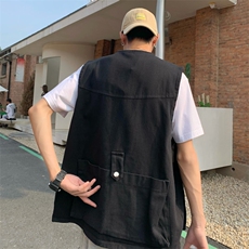 夏季多口袋工装无袖马甲男坎肩背心个性宽松薄款上衣MJ03-P40，男装背心/马甲，星座308B-1