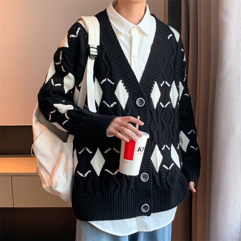 M3107-P85秋冬加厚宽松潮针织开衫外套男女情侣中性毛衣上衣控98,男装针织衫/毛衣,电商A009A（原A058A）