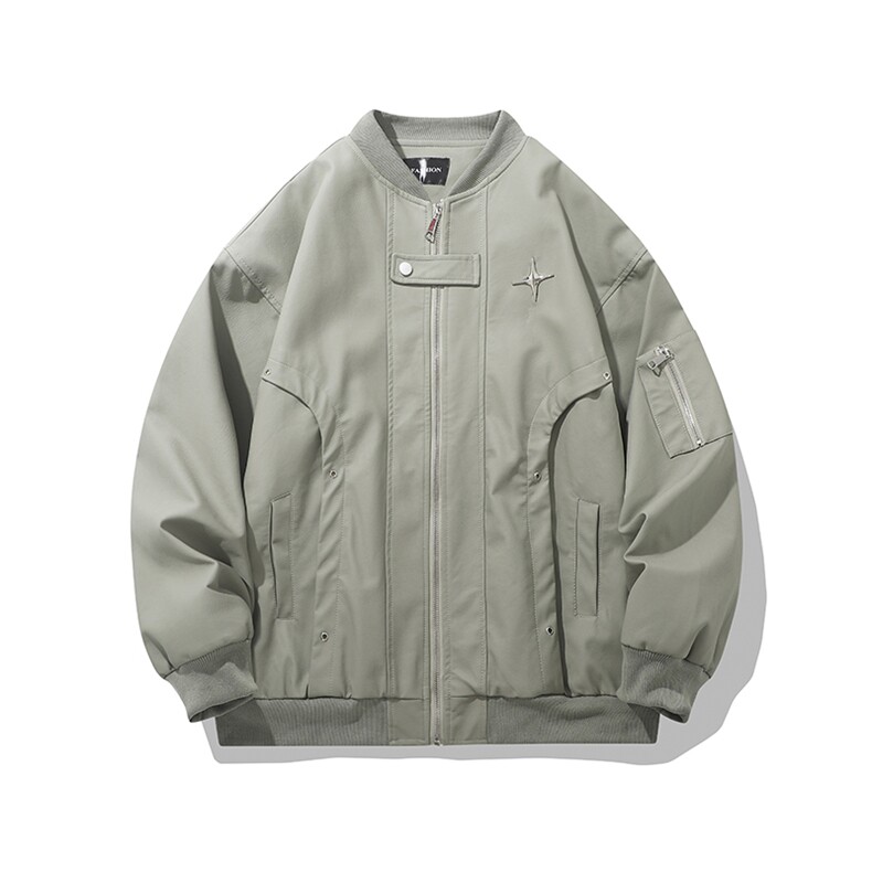 EQ320平铺图PU皮衣夹克秋季棒球服外套男2025新款秋装机车服,男装夹克,电商C306