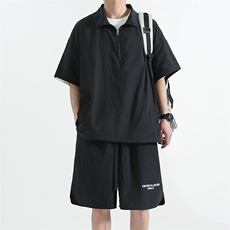 冰丝POLO领男士夏季薄款速干短袖短裤套装宽松篮球运动服TZ113p55，男装休闲套装，电商D315