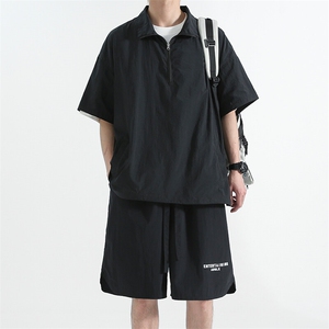 冰丝POLO领男士夏季薄款速干短袖短裤套装宽松篮球运动服TZ113p55图片