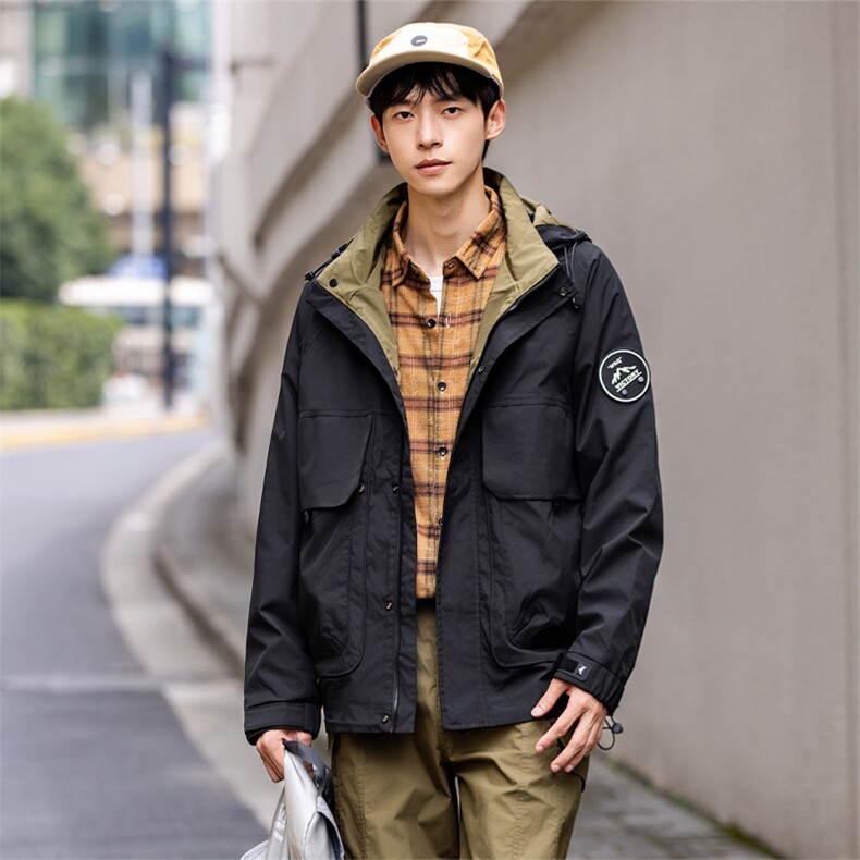 新款秋季夹克外套防风休闲男运动连帽时尚潮流款F0917-p100控199,男装夹克,电商D215